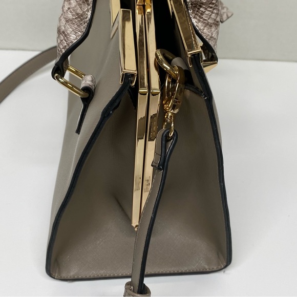 Dune London Purse Bag Satchel w/2Handles Beige w/Gold Accents Detachable Strap - Picture 16 of 16